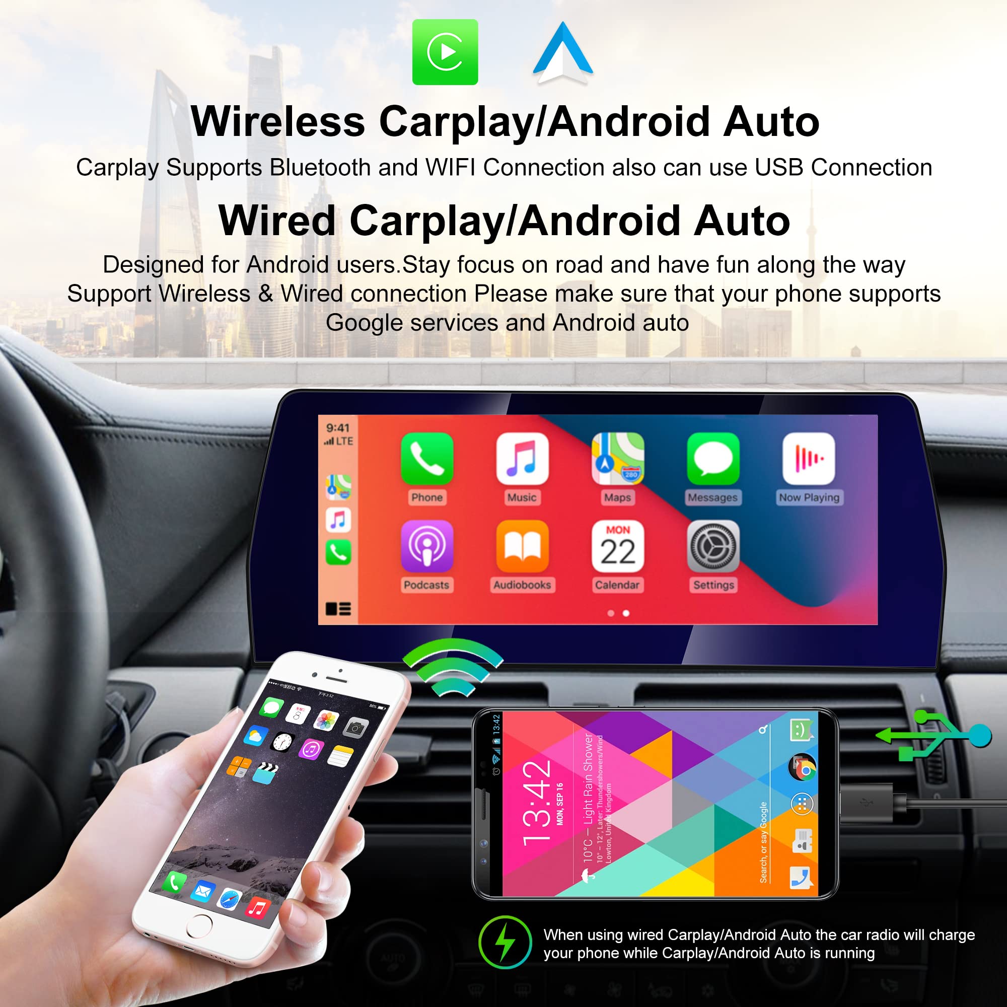 Carplay Display para BMW E70 X5 para BMW X6 E71 2007-2010 CCC Sistema 8-Core 32GB ROM con iDrive Mantenuto BLU-rayScreen da 12,3" con (CCC System) NAVI/GPS/WiFi/BT/Radio/TPMS/FM/USB/Dab