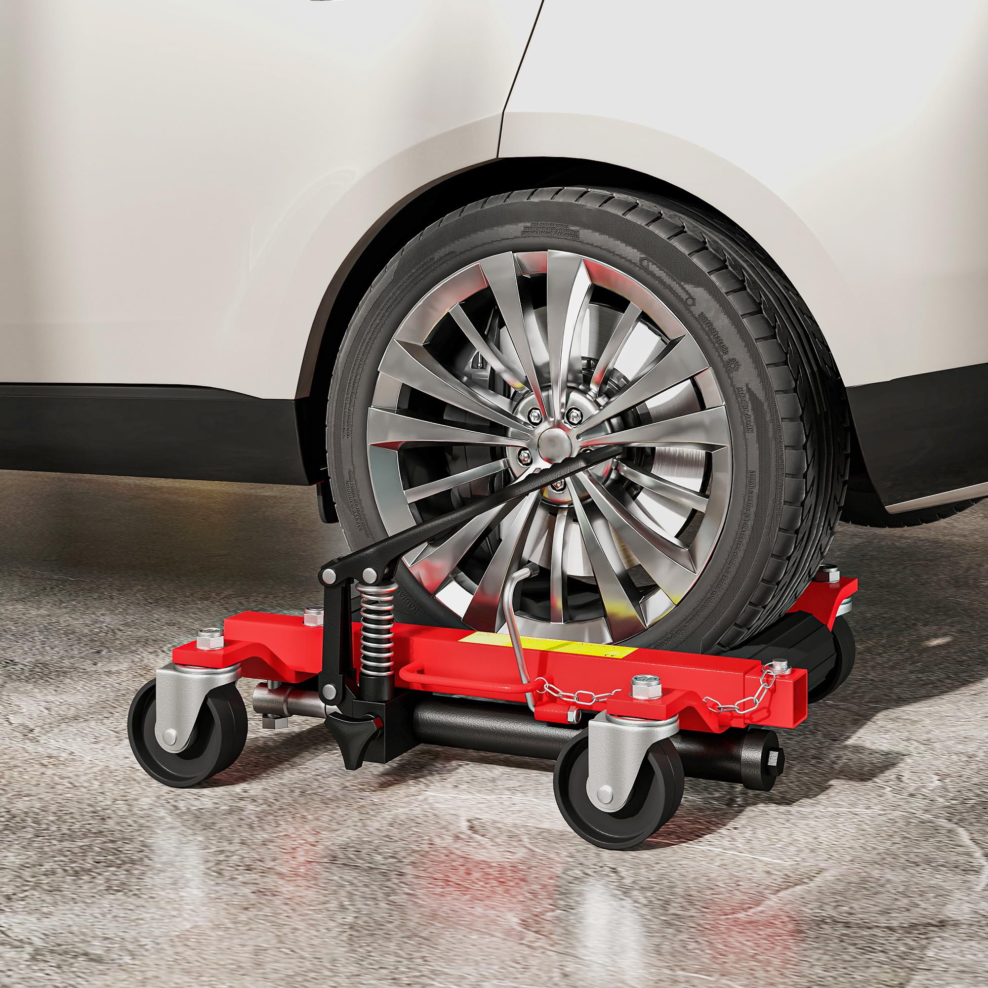 HOMCOM Lot de 4 Chariots de Manutention de Voiture Capacité 680 kg, Chariot de Déplacement, Largeur de Pneu 22,8 cm, Roues Rotatives à 360 °, pour Réparation et Déplacement de Véhicules, Noir