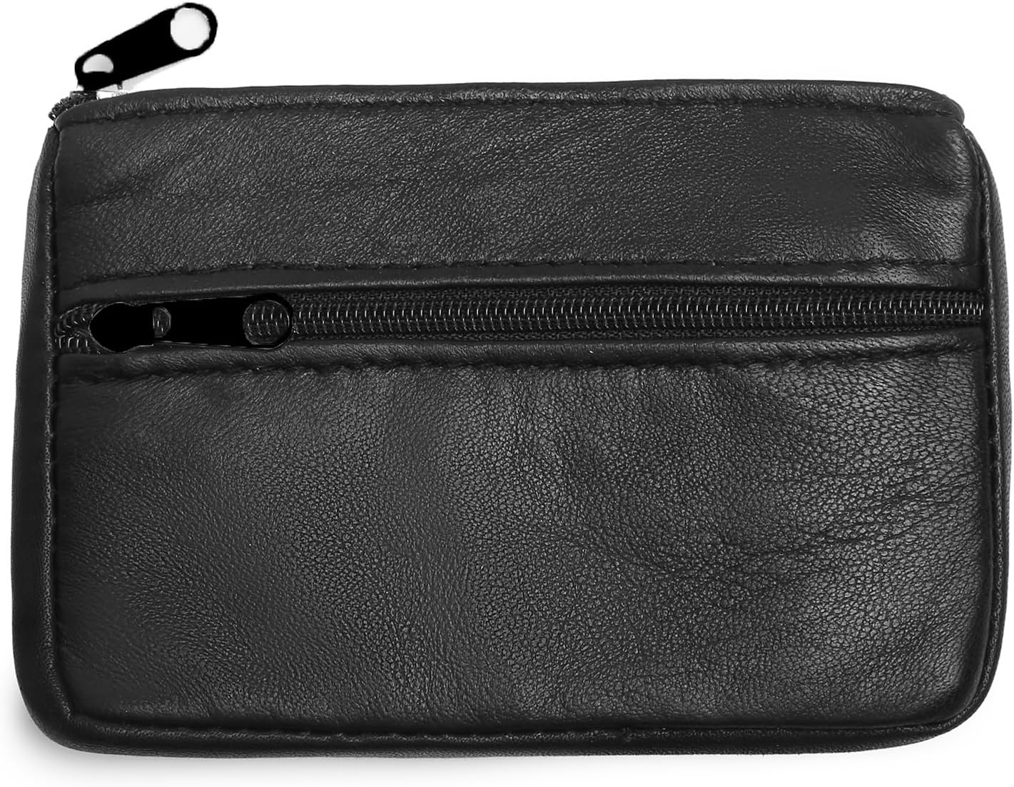 Coin Purse Pouch for Women, Genuine Leather Mini Cash Wallet with Keychain Ring Holder