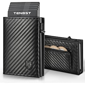 Portafoglio Uomo Slim In Pelle Con Portamonete - Protezione RFID, Design Minimalista, Marrone Scuro - Foto 12