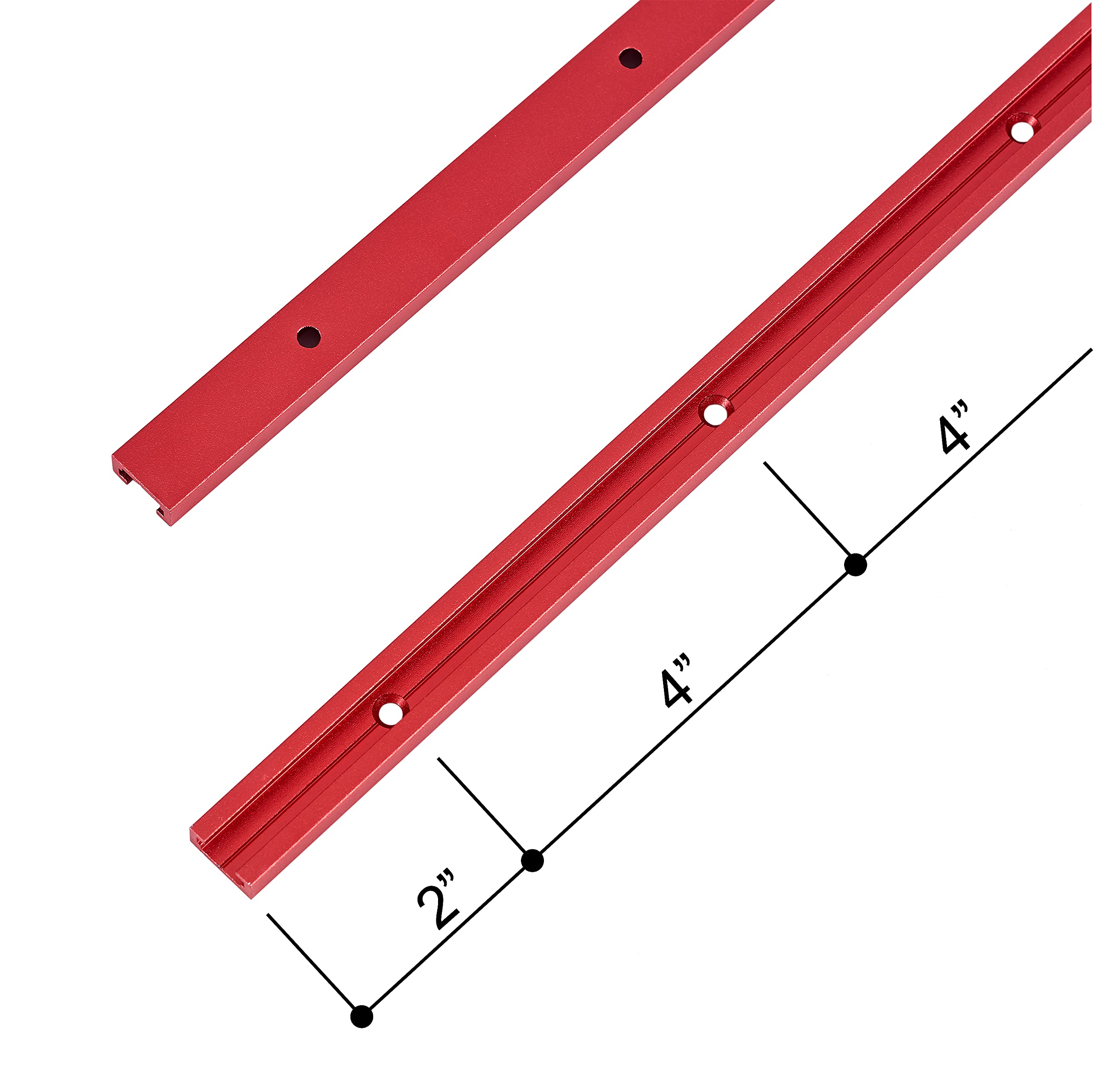 Tor 122 cm ze śrubami do drewna - podwójny profil cięty uniwersalny trójnik z wywierconymi otworami montażowymi - obróbka drewna i zaciski drobny piasek anodowany - czerwony kolor - 2 szt