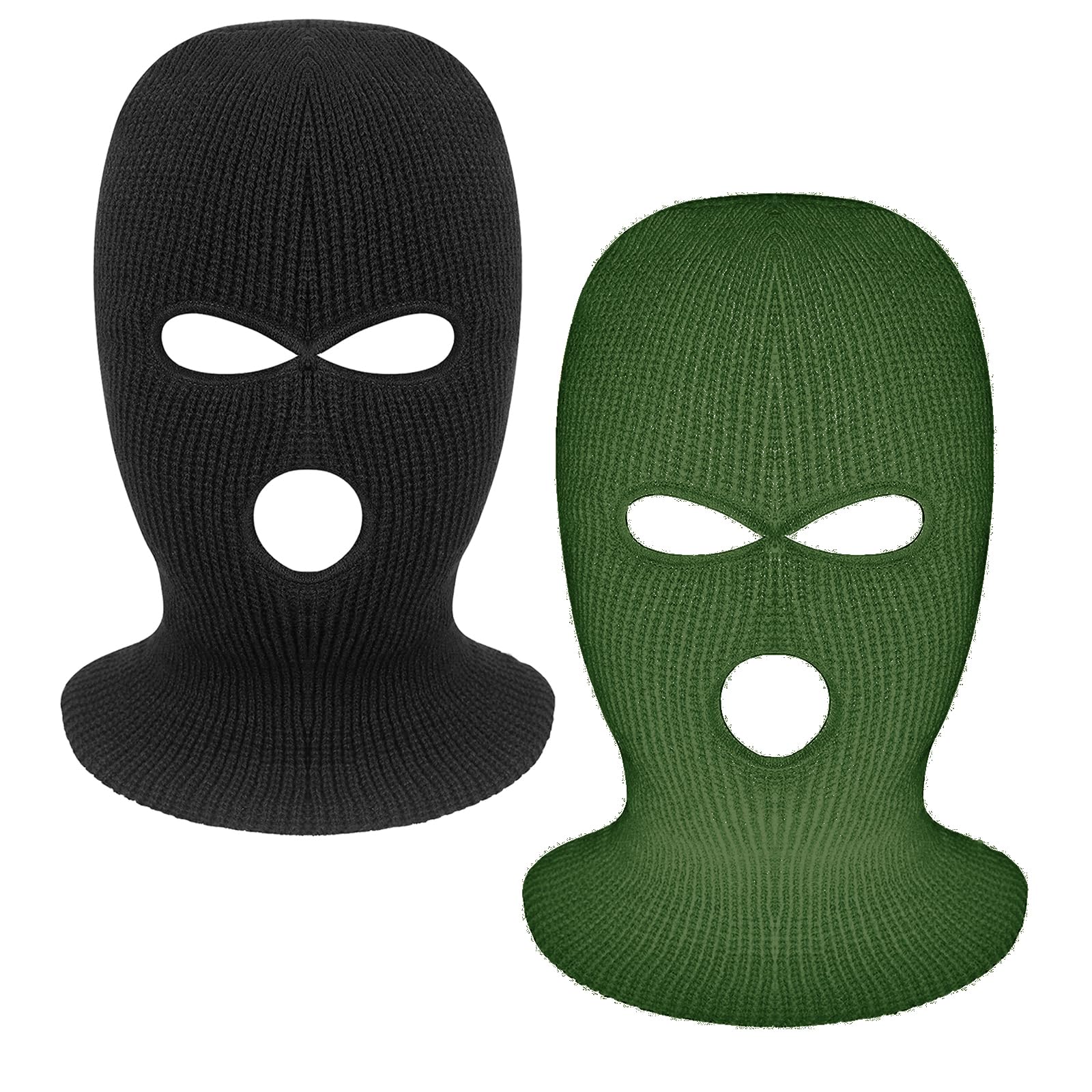 2 Pieces 3-Hole Full Face Mask Cover Ski Mask Winter Balaclava Cap Knitted Face Cover for Winter Outdoor Sports