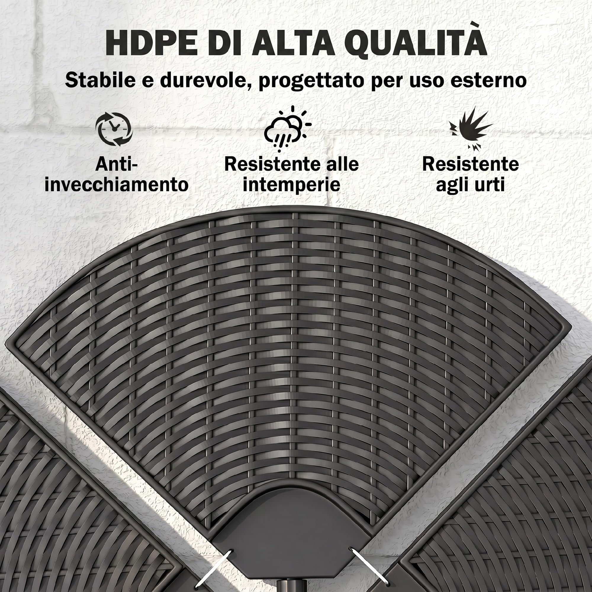 Outsunny Base per Ombrellone a Braccio da 4 Pezzi in HDPE Riempibili con Acqua e Sabbia, Ø100x8 cm, Nero