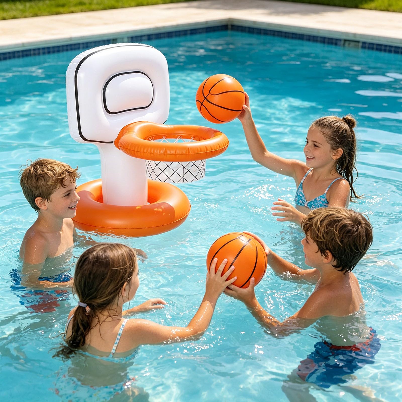 Canestro da basket gonfiabile Set per piscina con base galleggiante in PVC per gioco d'acqua Piscina Obiettivo di basket