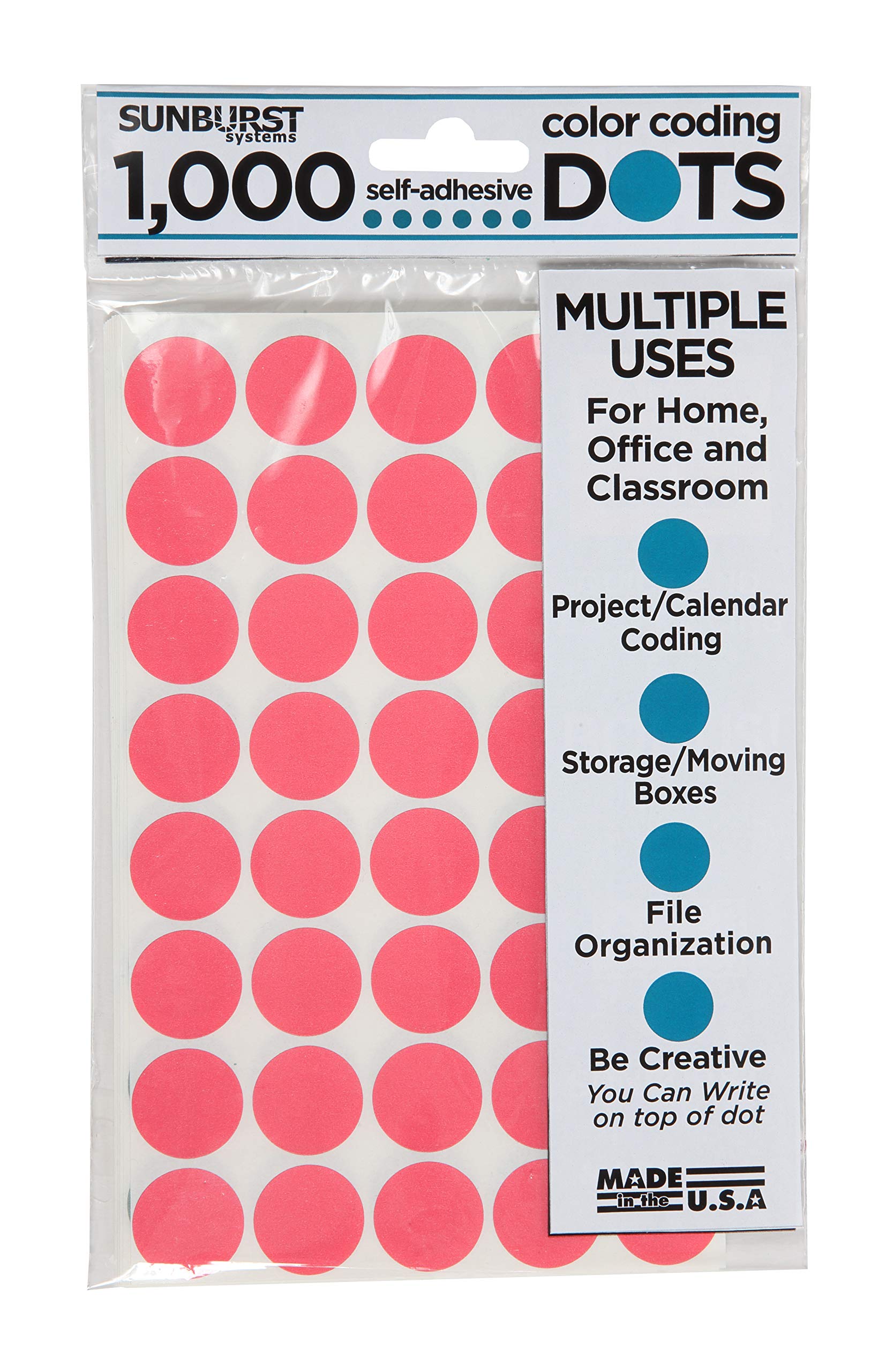Sunburst Systems 7063 (Coral) 7063-3/4 Inch Color Coding Labels-1000 Dots