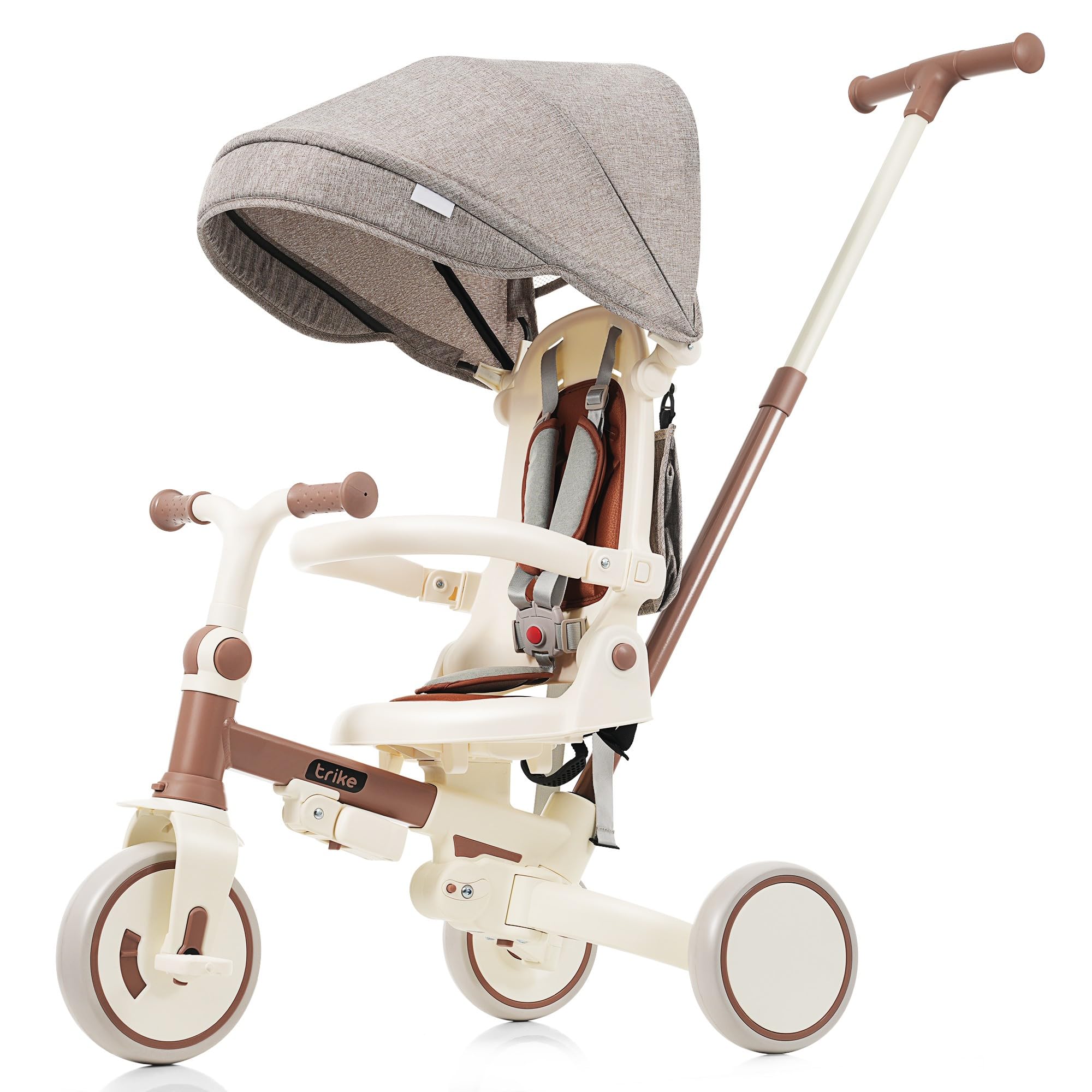 Amazon.co.jp: 【ブラウン】BTM 子供用三輪車 折りたたみ 手押し 