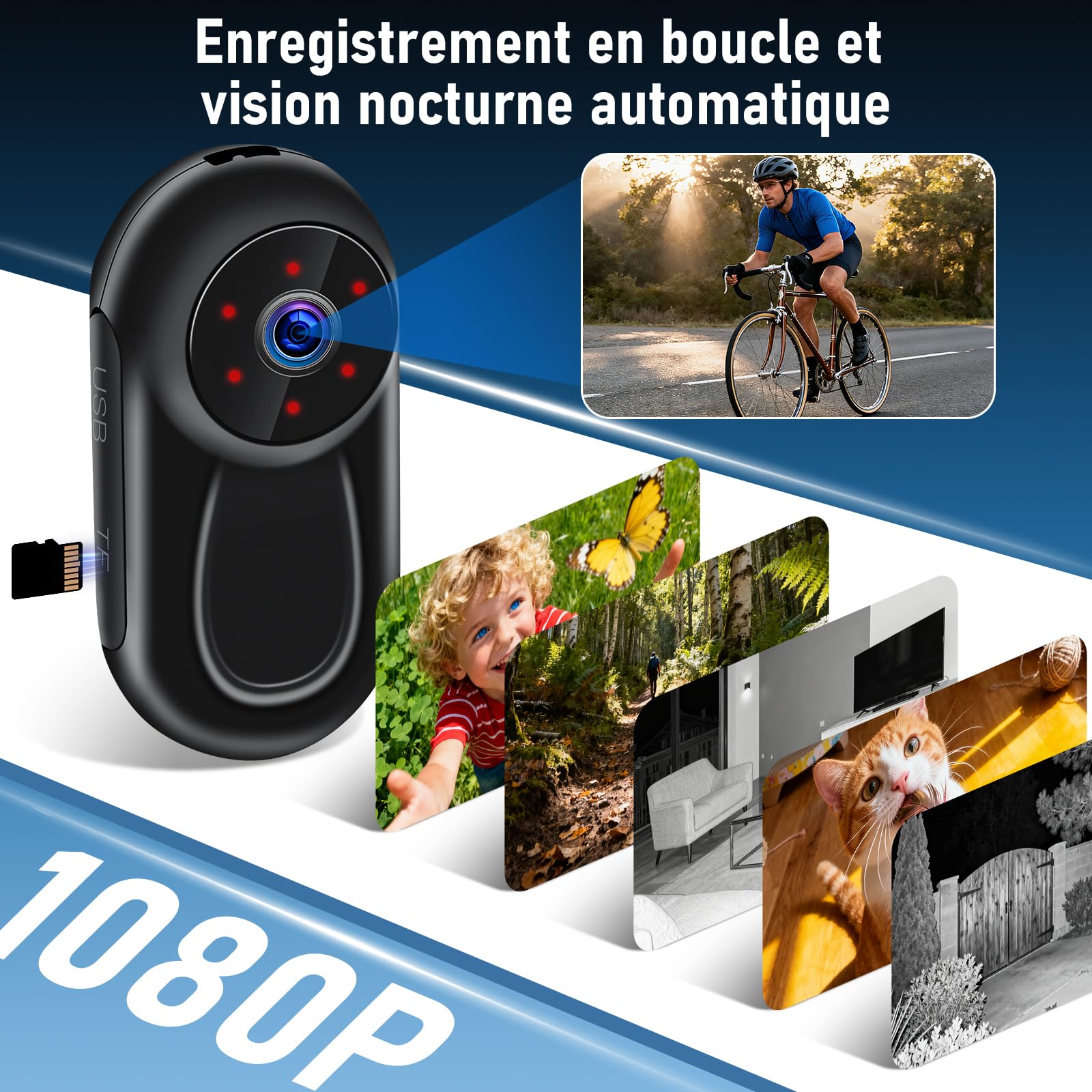 LXMIMI Mini Caméra d'action, Caméra Corporelle POV à 120°