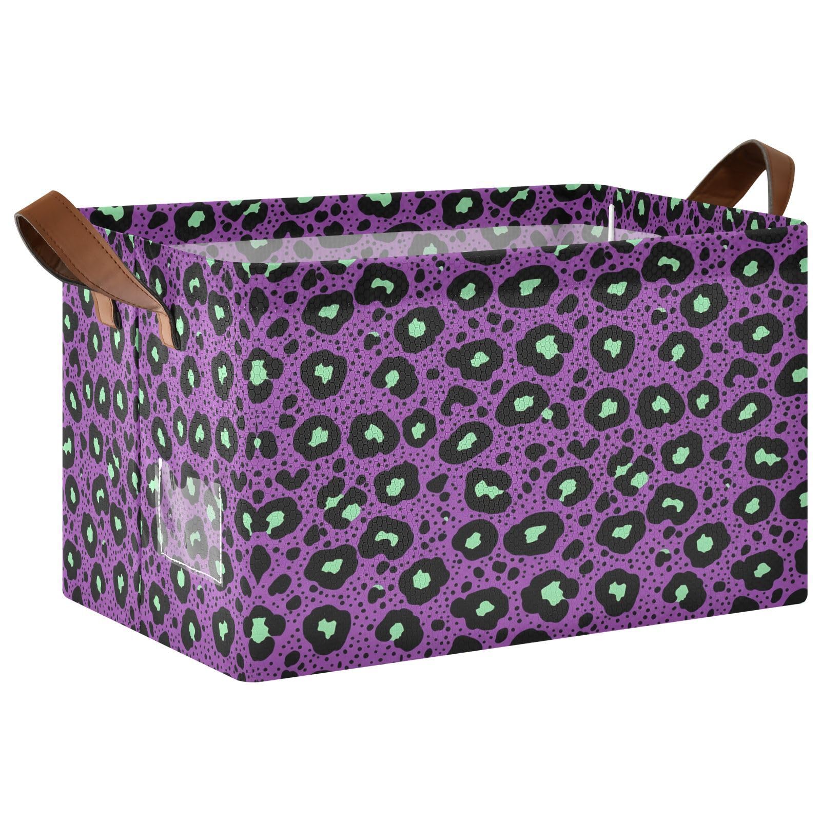 Cgiub Leopard Storage Basket Waterproof Foldable Storage Bin Baby Laundry Basket Closet Organiser for Nursery Decor Home Organizing