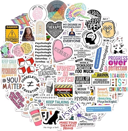 BulbaCraft 100 calcomanías divertidas de psicología para laptop, calcomanías de terapia, regalos divertidos de psicología para mujeres y hombres,