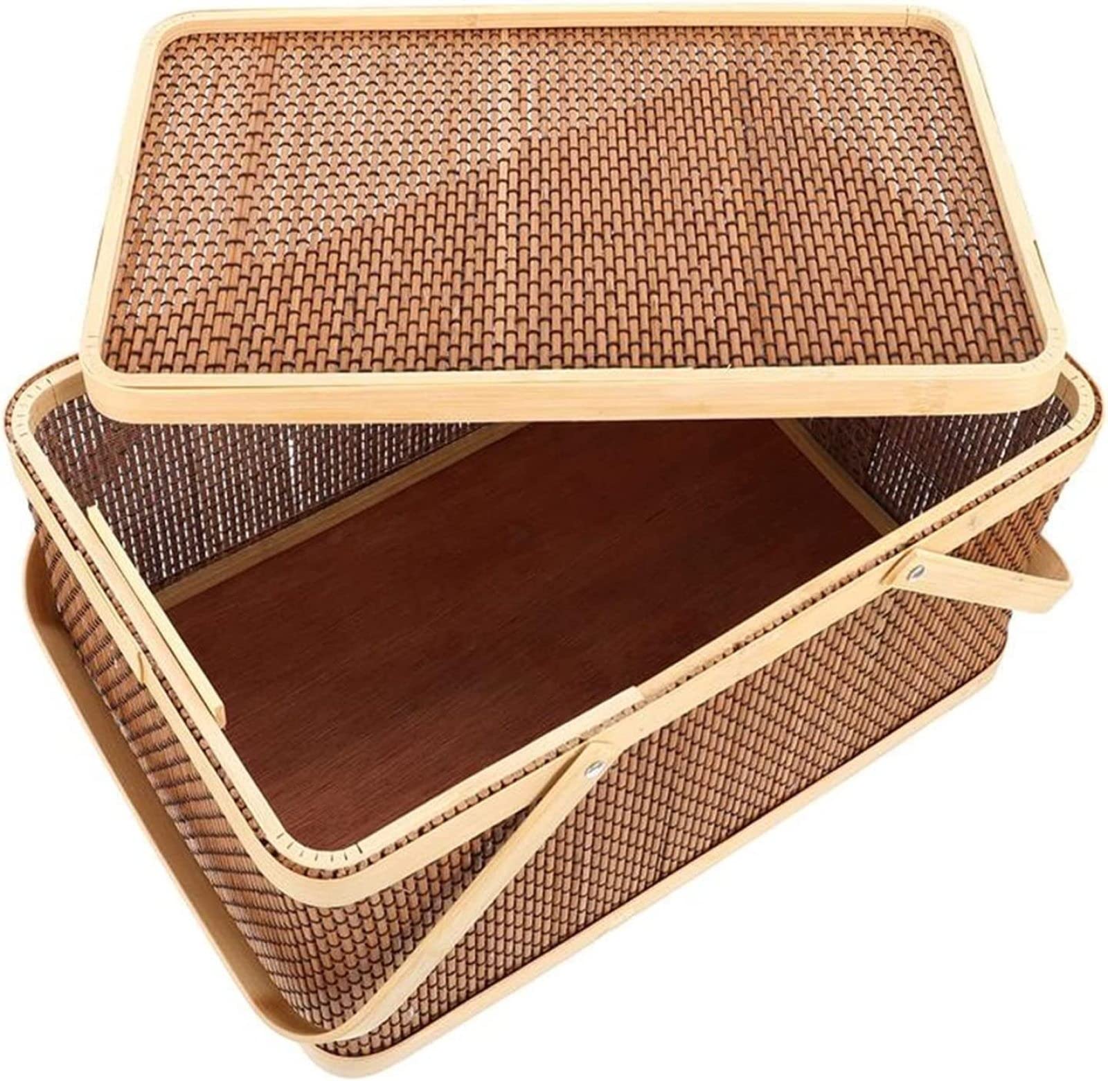 Perfk Panier De Pique-Nique En Osier Tissé, Rustique, Tissé à La Main, Panier De Rangement En Osier Rural, Panier De Service De Rangement En Rotin Pour