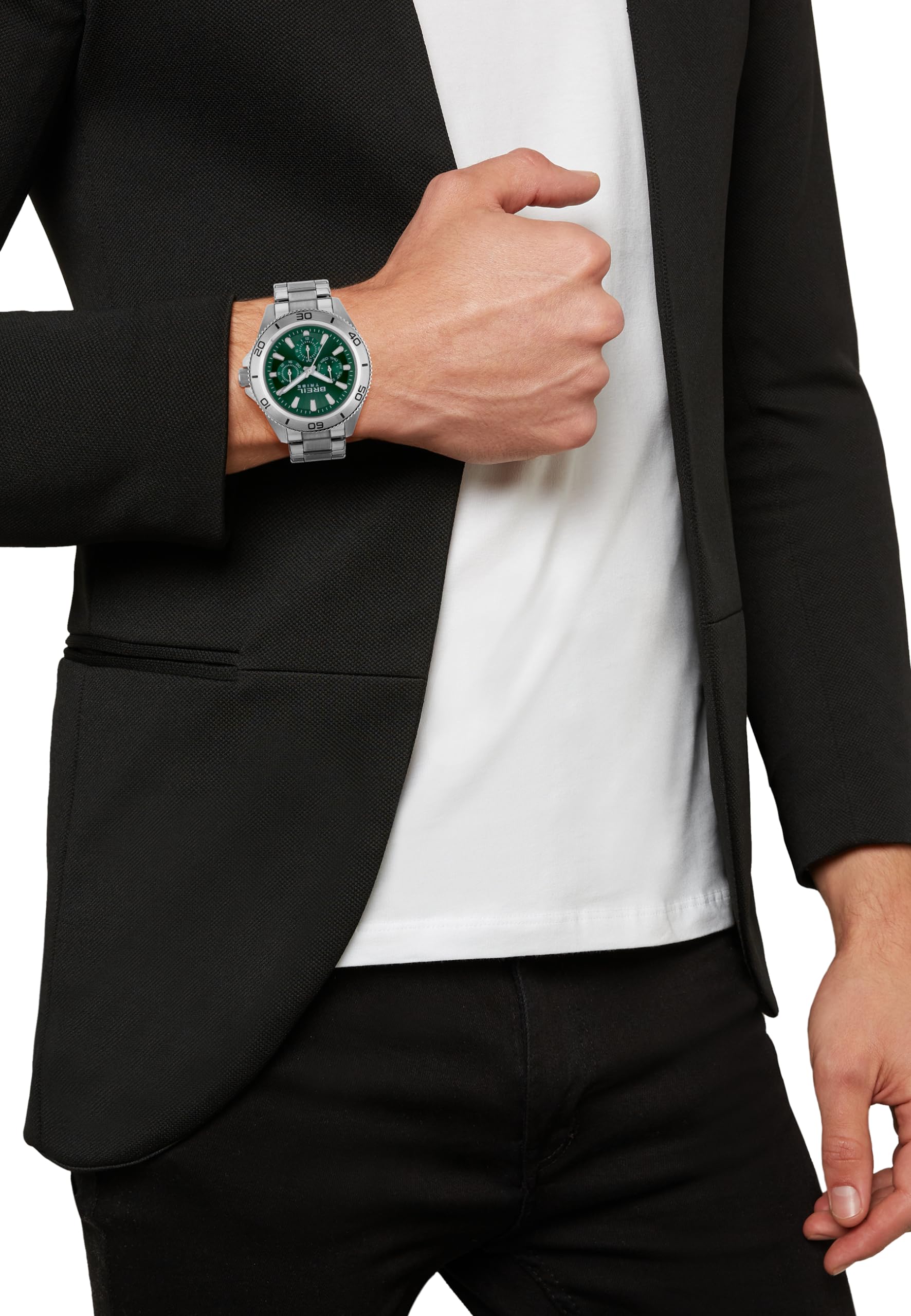 Breil Uhr Herren, Armband aus Stahl, Gehäusedurchmesser 42 cm | Sammlung CHALLENGE, Uhrwerk Quartz Analog, Wasserbeständig bis 50 Meter, Schmuck als Geschenkidee Herren
