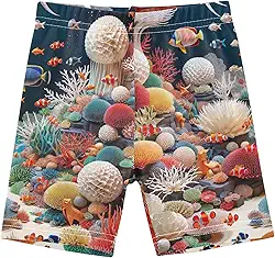 Joisal Shorts de algodão para baixo do vestido fofo mundo marinho coral infantil meninas shorts motociclista 4t bebê verão