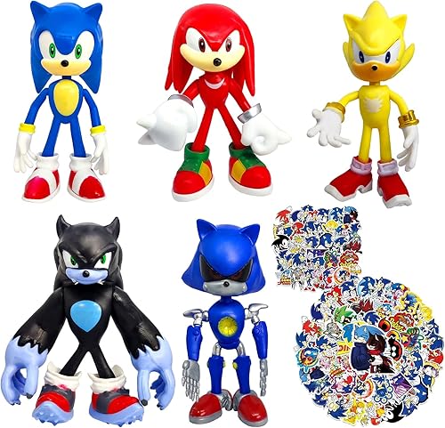 Miniatura 1 de Sonic The Hedgehog - Figuras de acción con articulación móvil de 5 pulgadas de alto suministros de fiesta para niños 5 piezas