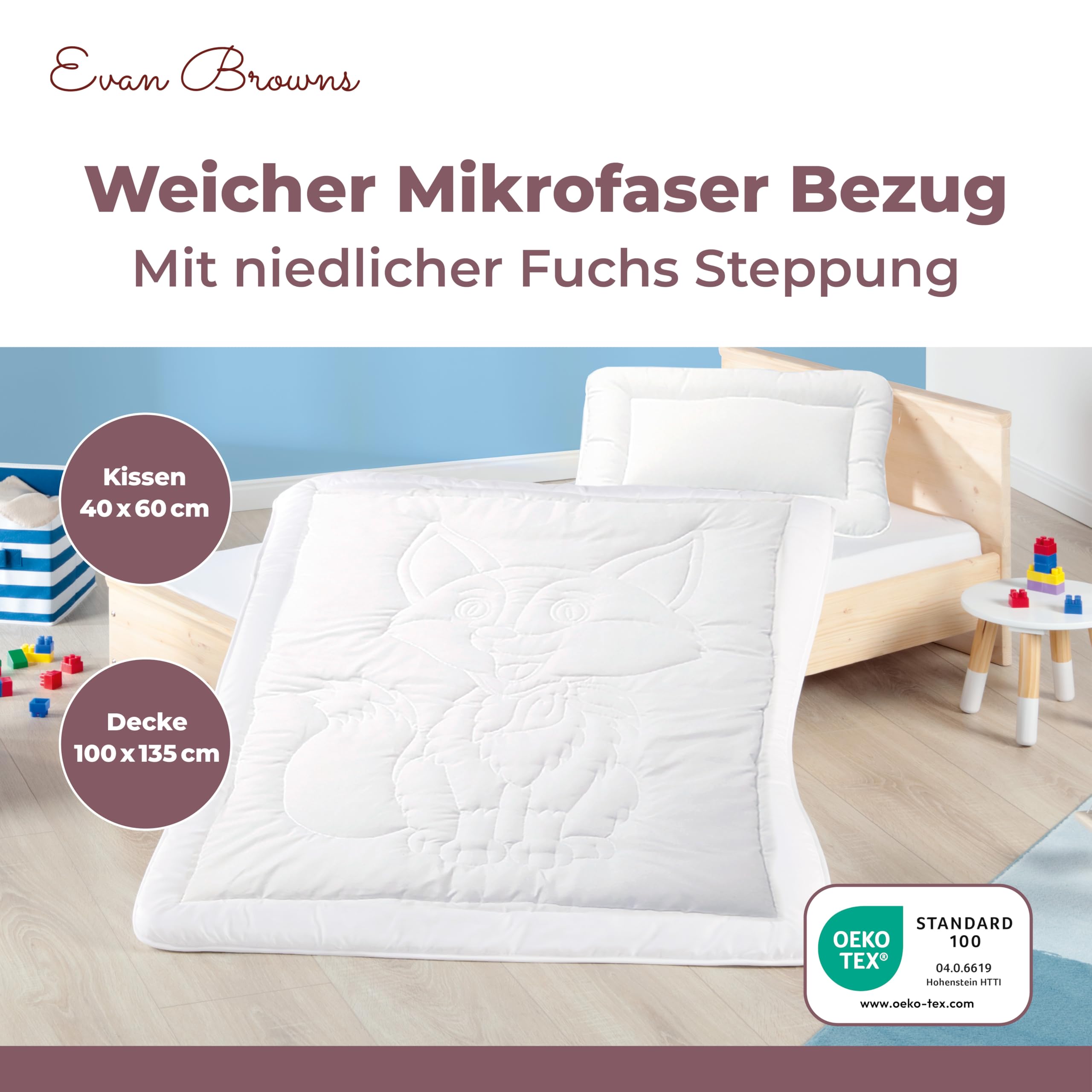 Kinder Bettdecken Set - Baby Kissen 40x60 cm & Baby Bettwäsche 100 x 135 - Babyzimmer Komplettset - Kinderdecke mit Kopfkissen - Bettdecke Kinder - Kinderbettdecke Set