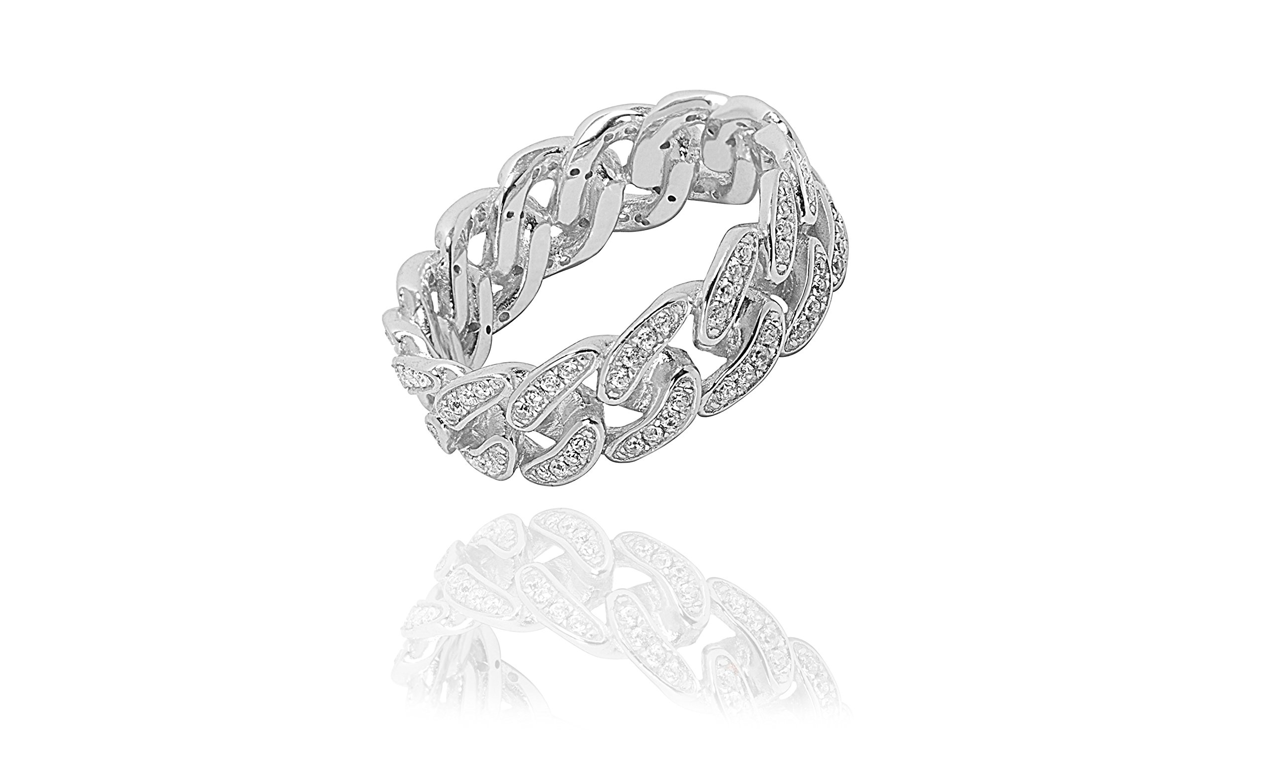 NYC SterlingWomen's Sterling Silver Cubic Zirconia Curb Link Ring