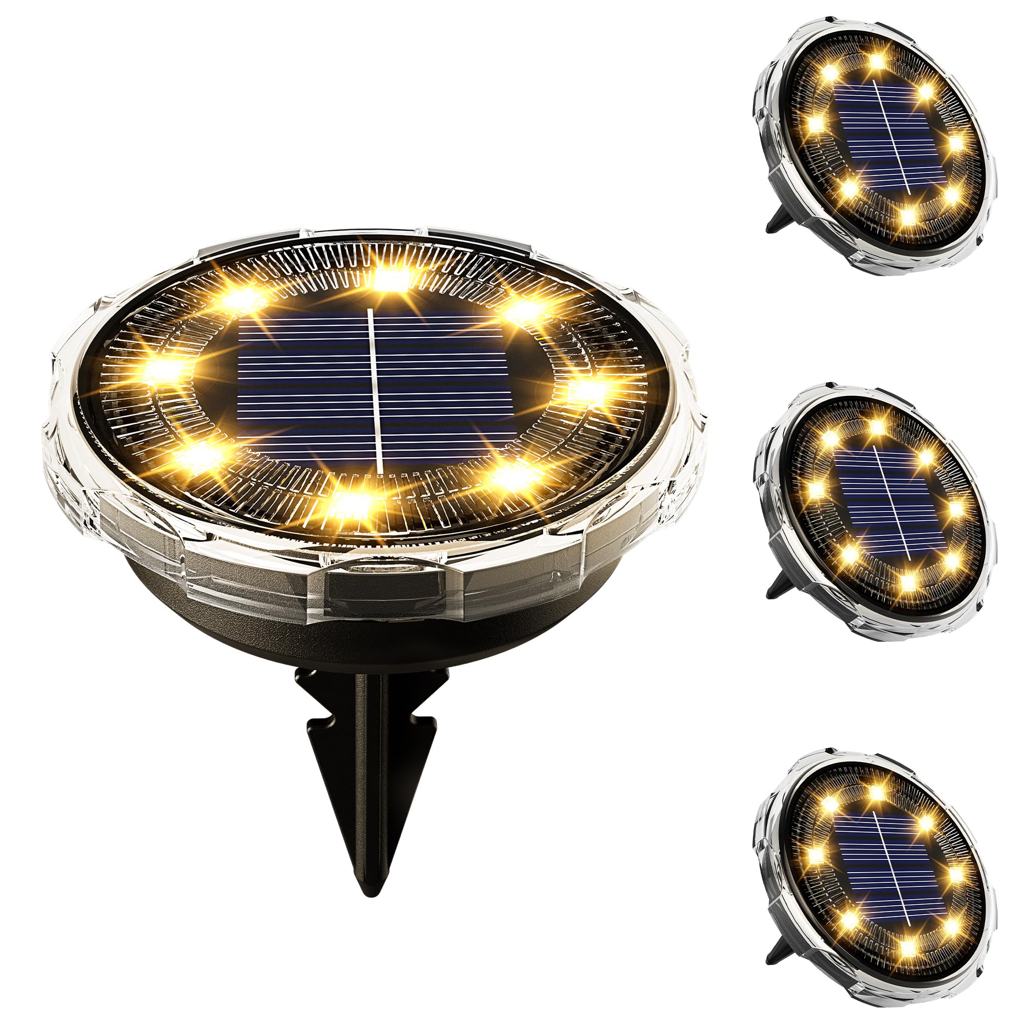 Solpex Solar Lights Outdoor Garden, 8 LED Garden Lights, 4 Pack Warm White