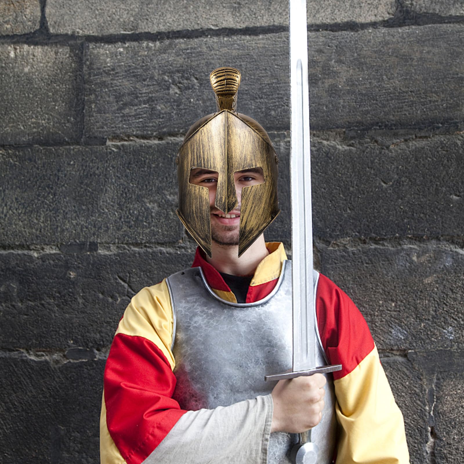 Angoily Elmetto Romano da Gladiatore per Adulti in Plastico Fodera Confortevole e Resistente per Feste a Tema e Spettacoli