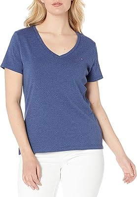 Tommy Hilfiger Womens Ss Core V-Neck Flag Tee - Solid