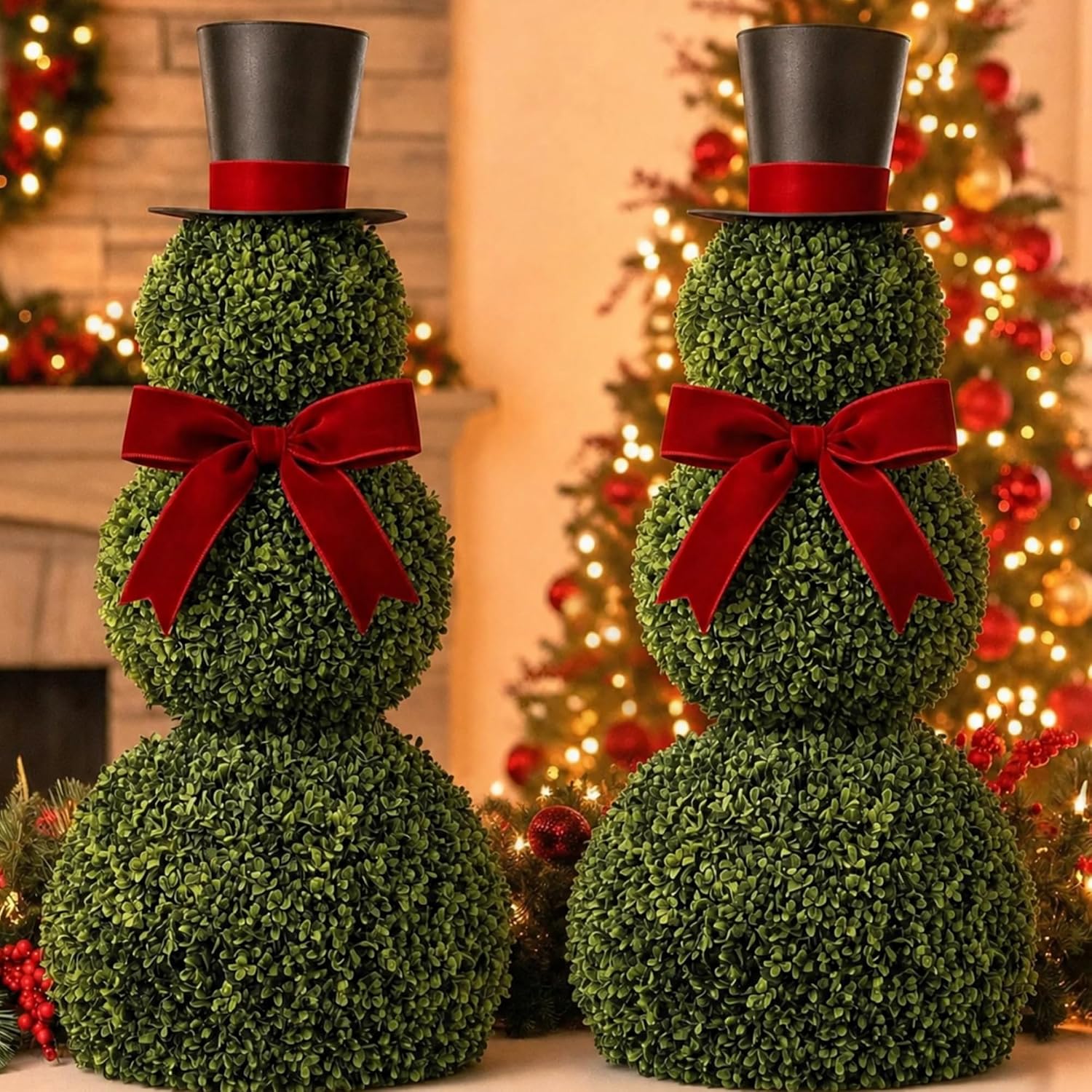 Thiccywoov 2 Pcs Christmas Snowman Topiary Decor 11.8''