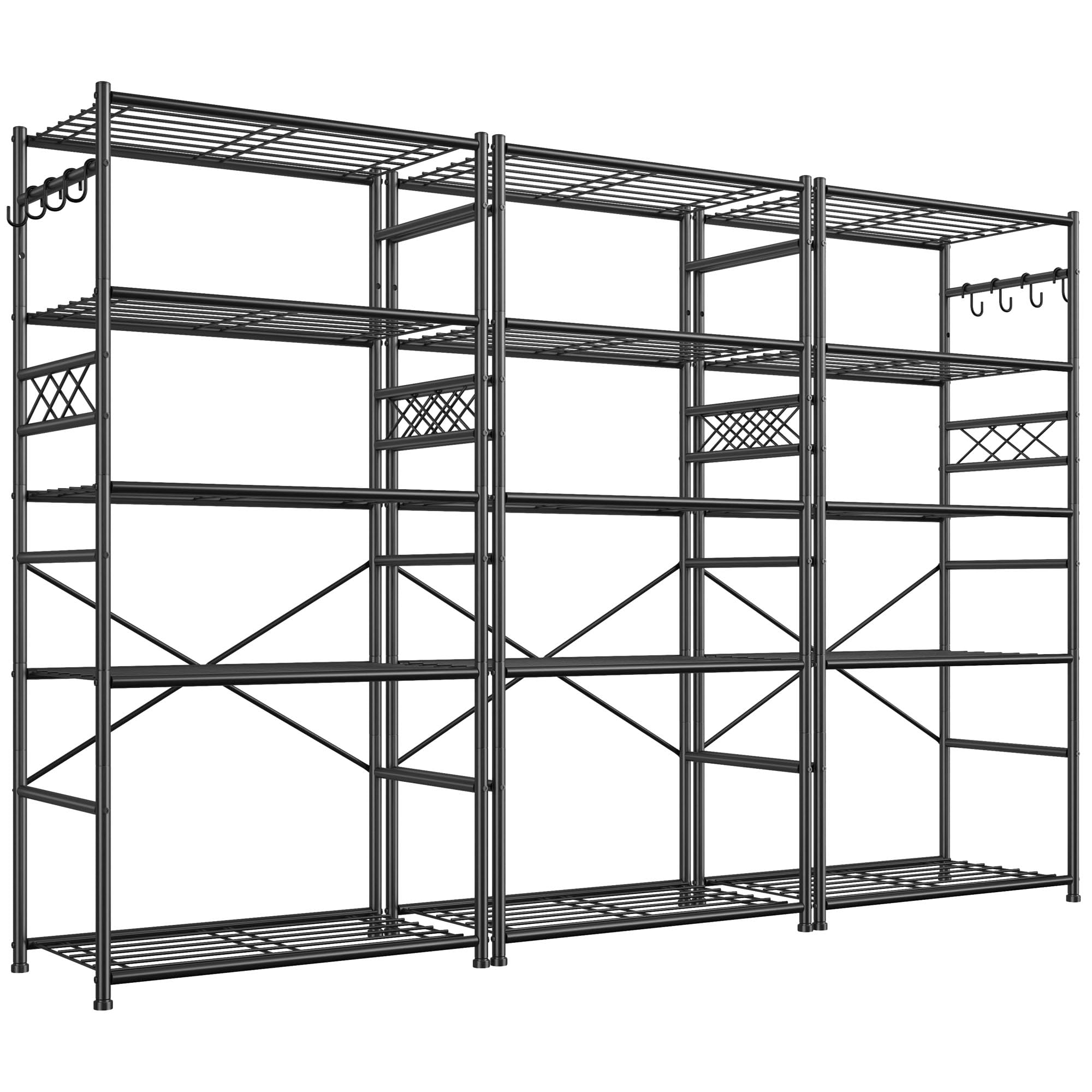 DurayLoly Storage Shelves 5 Tier Capacity,Metaling Shelving with Hooks,Heavy Duty Garage Shelves Unit with Leveling Feet,Wire Shelving for Pantry,Kitchen and Closet,23.6" W x 13.8" D x 72.4" H,500lbs