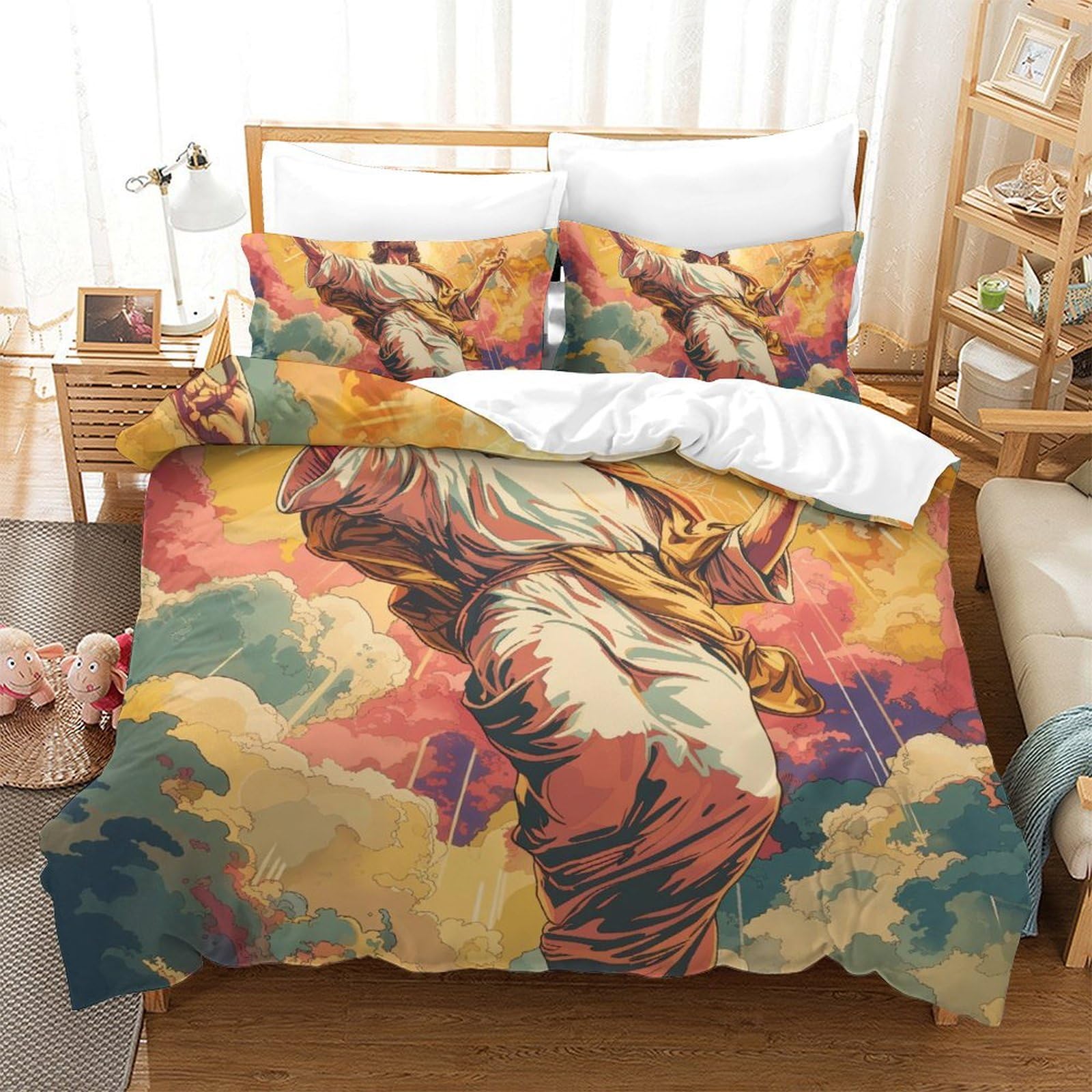 Housses de couettes Jésus 3D taie d'oreiller ensemble de literie microfibre double 200x200
