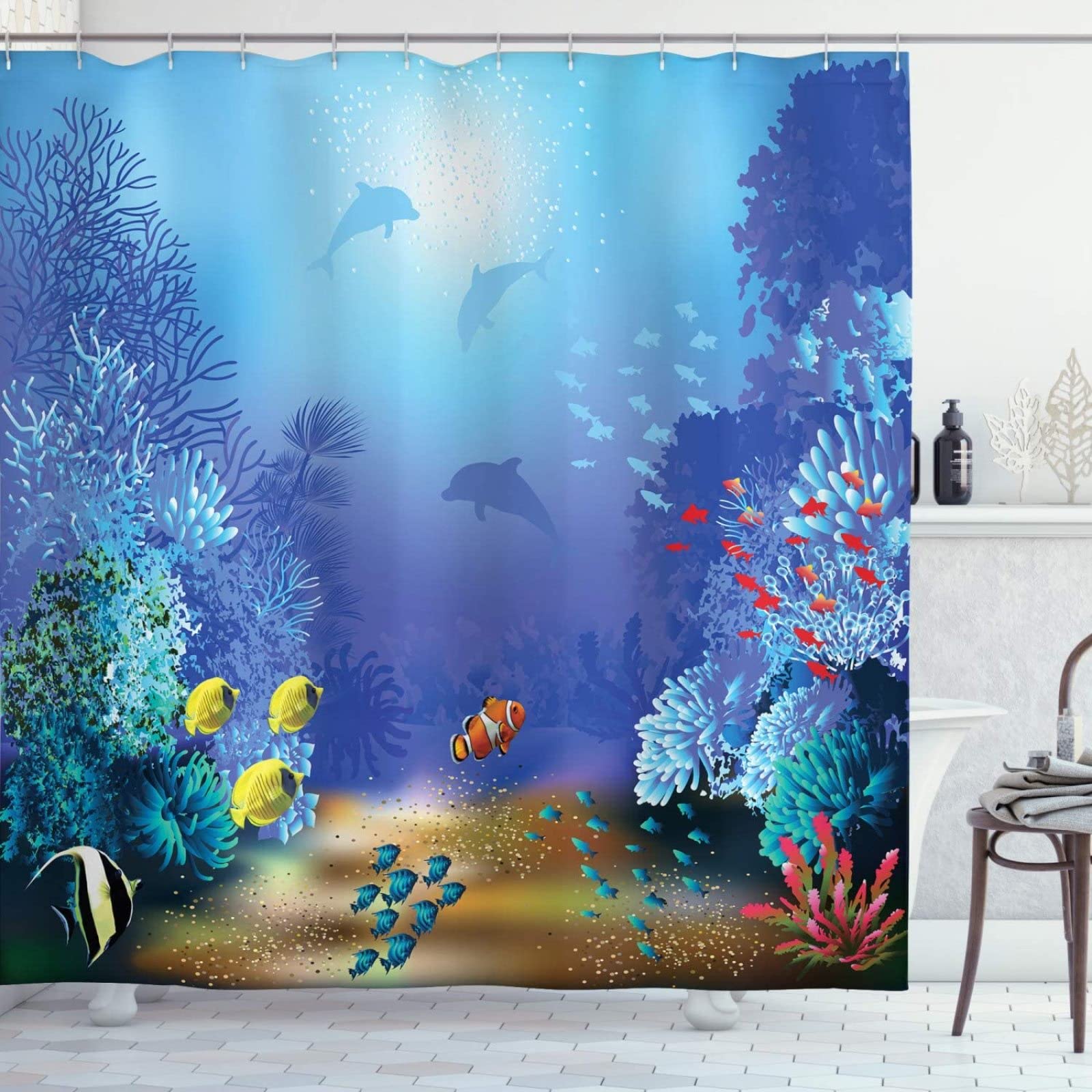 OCEUMACO 3D Oceaan Strand Douchegordijn Natte Kamer