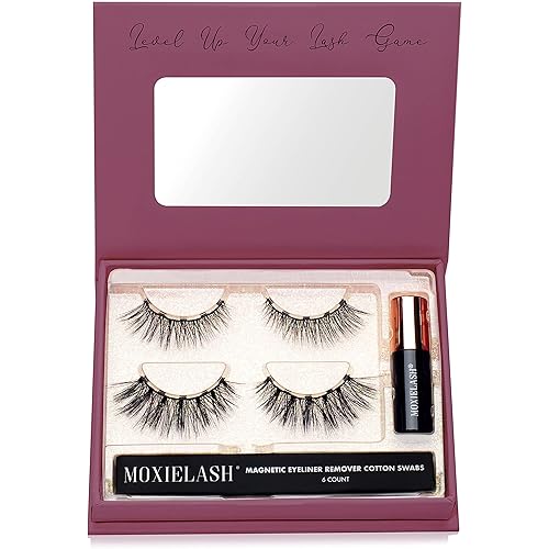 MoxieLash Magnetic Eyelashes with Eyeliner Kit - Essentials Kit Vol 3 - Natural Looking False Eyelashes - Wifey & Sexy Lash + Magnetic Eyeliner + Eyeliner Remover Swabs - USA Owned - No Glue
