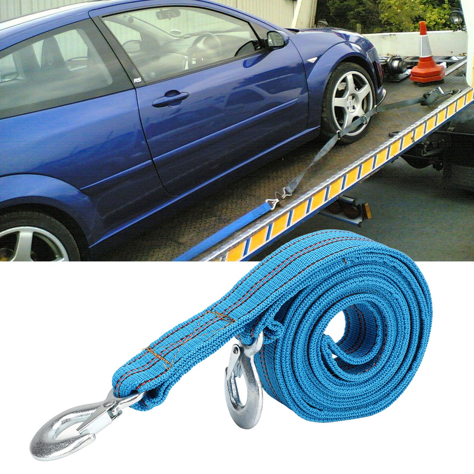Corda Di Traino Per Auto - 13 Piedi Con Gancio A U - Resistente Fino A 5 Tonnellate - Foto 7
