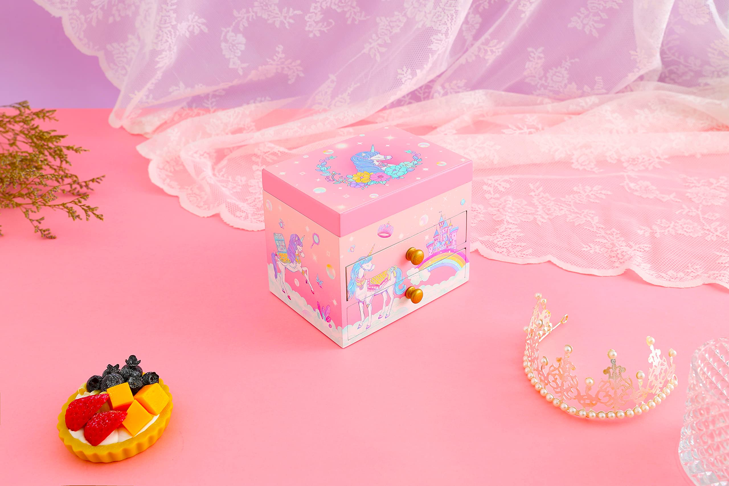 ZOOWING Girls Musical Jewelry Box Toys Gifts with Full Size Mirror and Unicorn Jewelry Set (A-Unicorn7) - Image 2