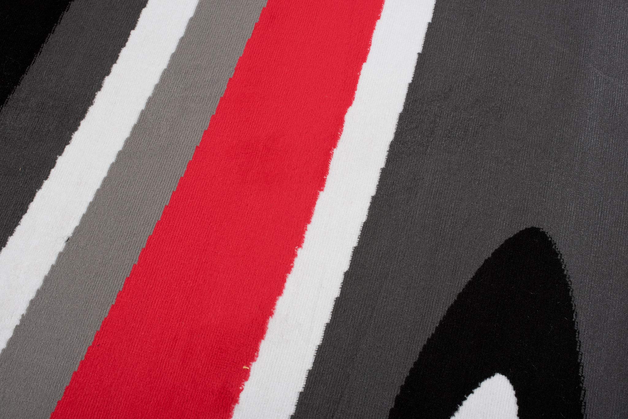 TAPISO Maya Teppich Kurzflor Grau Schwarz Weiß Rot Streifen 200 x 250 cm