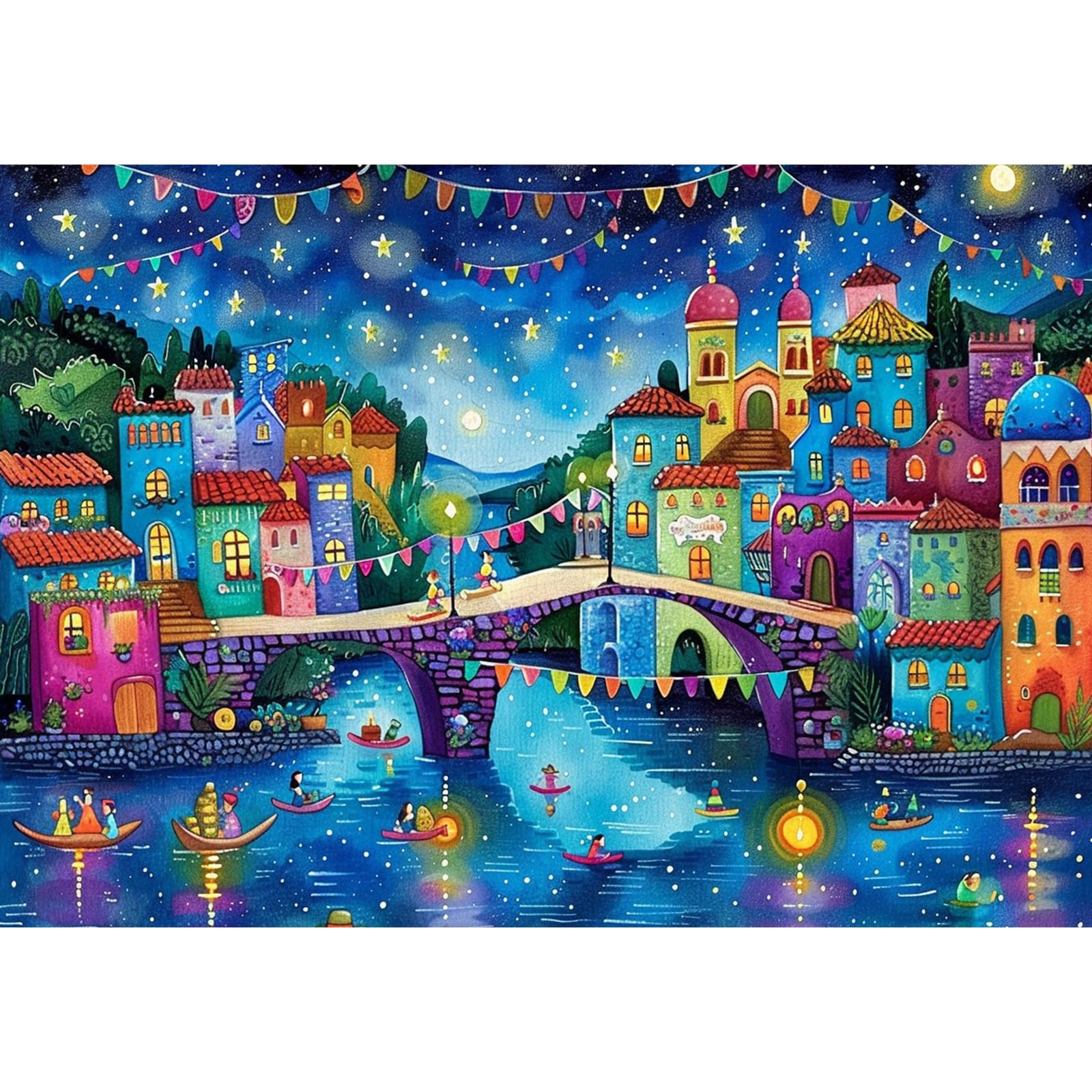EOBROMD 5D Night Scene Diamond Painting Kits for Adults, Full Round Drill Diamond Art Kits, Crystal Art Kits for Home Wall Decor Gifts 30x40cm — image 1