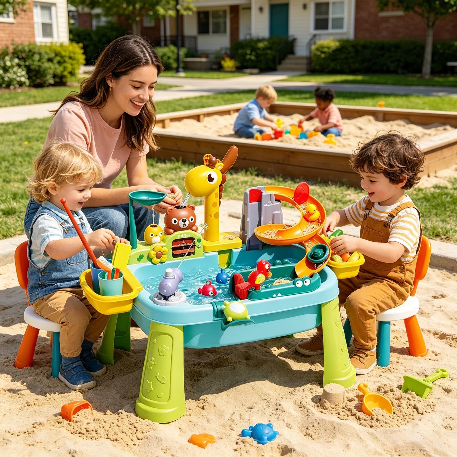 Générique Table De Jeu Aquatique Et De Sable pour Tout-Petits, Table De Jeu D'extérieur, Jouet Sensoriel pour Jardin Et Plage, Adapté Aux Enfant De 1 À 5 Ans