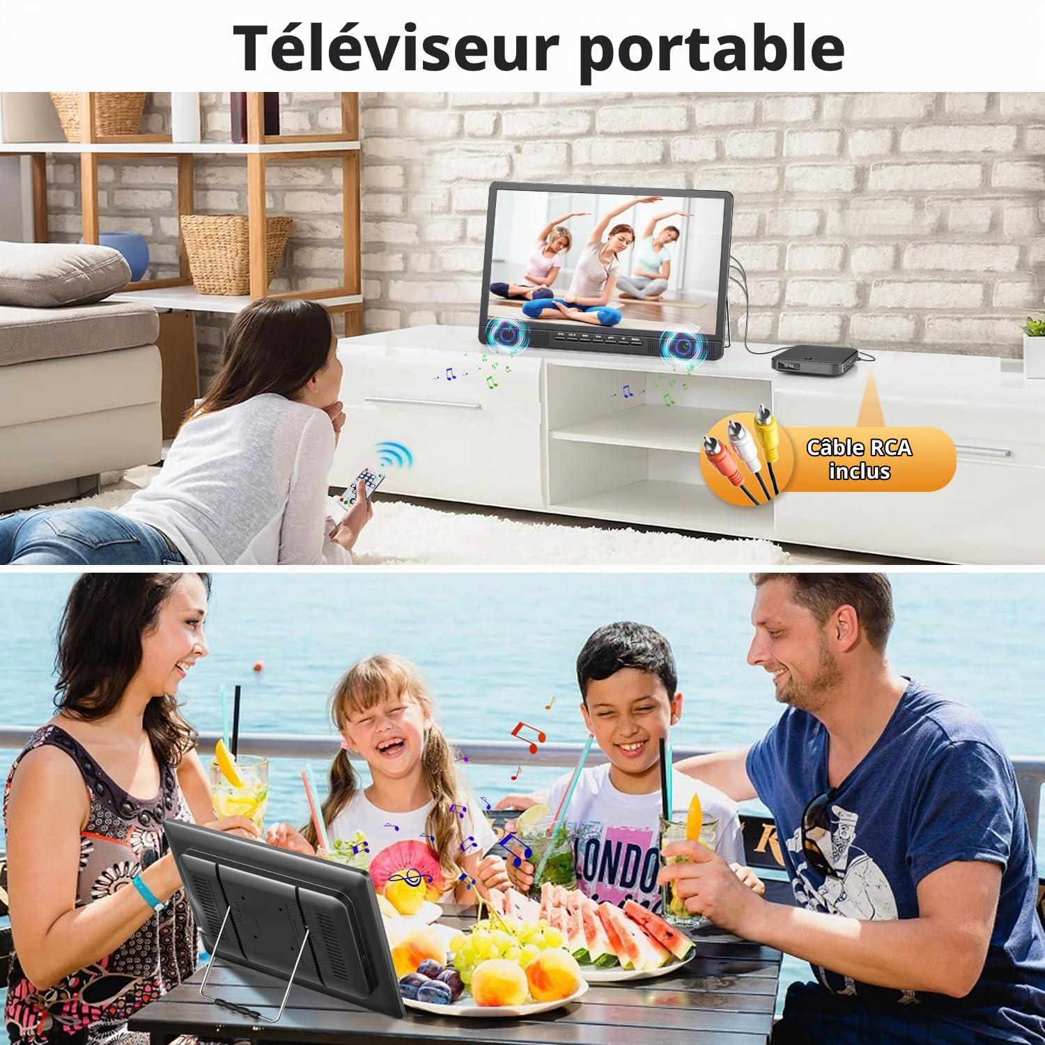 Desobry TV Portable 18 Pouces avec antenne, Mini TV LCD avec Tuner DVB/T2