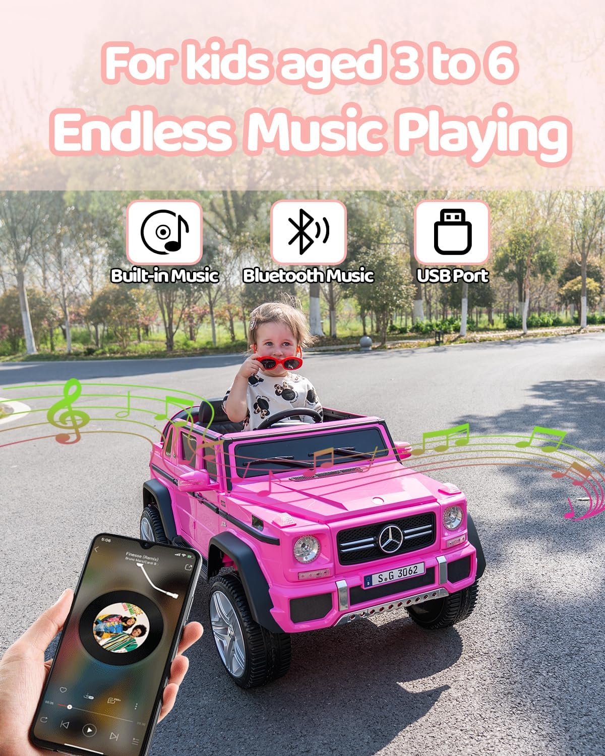 Electric Car for Kids, Licensed Mercedes-Benz Maybach G650s Kids Ride on Car with Remote Control, Double Open Doors, Music, Bluetooth,Storage,Ride on Toys,Gift for Boys Girls (Pink, 12V)