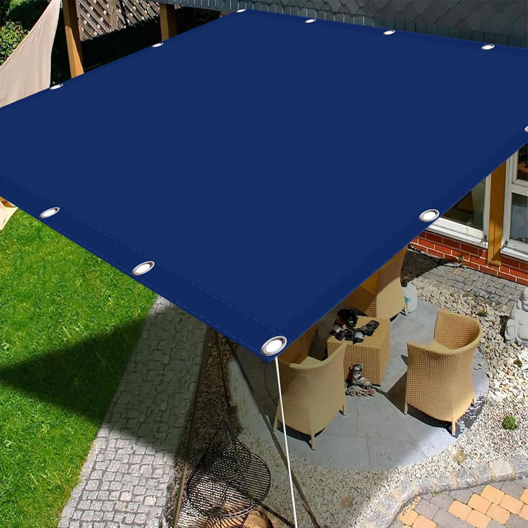 Toile ombrage 95% protection UV imperméable extérieur terrasse bleu 1.6x2.4