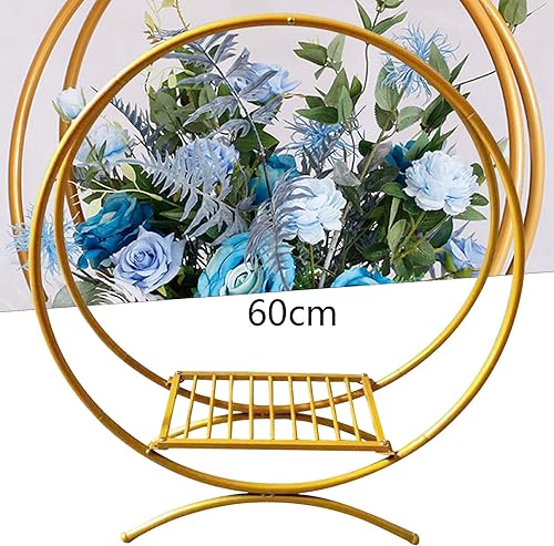 Miniatura 4 de Fichiouy Soporte redondo para pastel de boda dorado y plateado para ceremonia arco de flores circulares de metal postre soporte de exhibición para