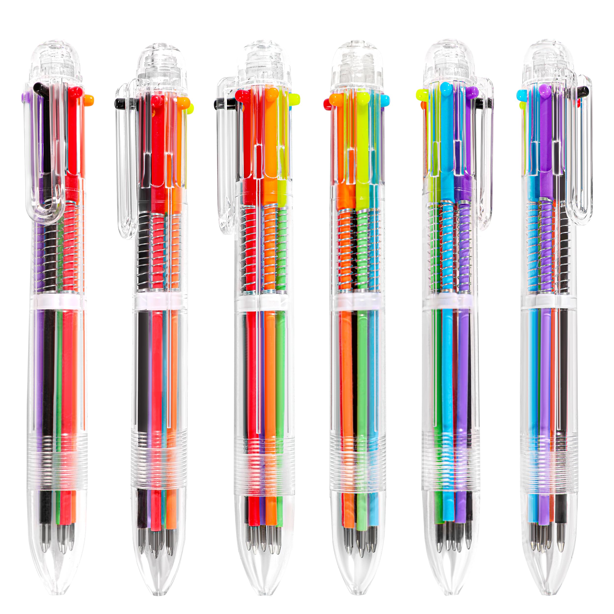 EWPJDK 30 PCS 6-in-1 Multicolor Ballpoint Pens 0.5mm Party Favors 6 Colors Retractable Multicolor Pen for Office School Supplies Kids Students Children Birthday Party Favors Gifts Fun Pens (30)