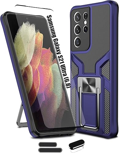 Miniatura 1 de LMDAMZ Funda compatible con Samsung Galaxy S21 ultra resistente, grado militar, a prueba de golpes, doble protección (TPU+PC), funda magnética
