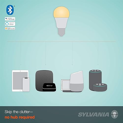 Miniatura 5 de SYLVANIA SMART+ - Bombilla LED A19 blanca suave con Bluetooth, compatible con Alexa, Apple HomeKit y Google Assistant, 1 paquete (el paquete puede