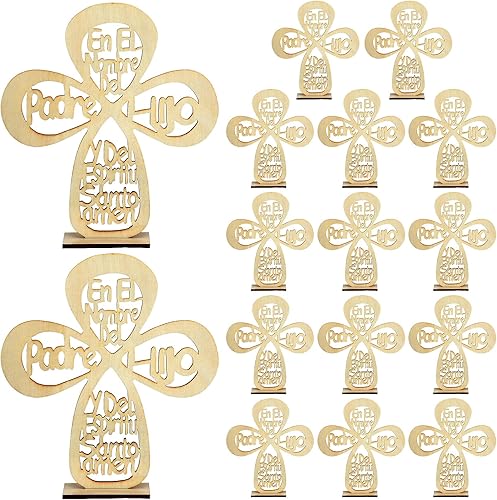 Miniatura 1 de Yuntau 16 centros de mesa de madera para mesa de centro de mesa para bautizo cruces, decoración de mesa religiosa católica, bautizo, comunión, baby