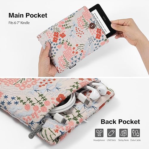 Miniatura 5 de MoKo Funda acolchada bordada de margaritas de 6-7 pulgadas para Kindle Colorsoft Signature Edition 2024 de 7 pulgadas, Kindle PaperwhiteKids de 6.86