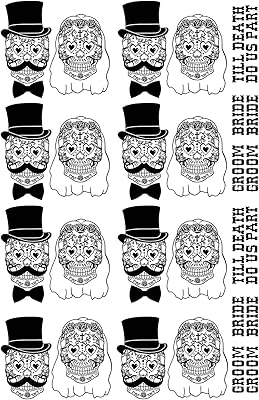 Sugar Skull Bride Groom Black Fused Glass Decals