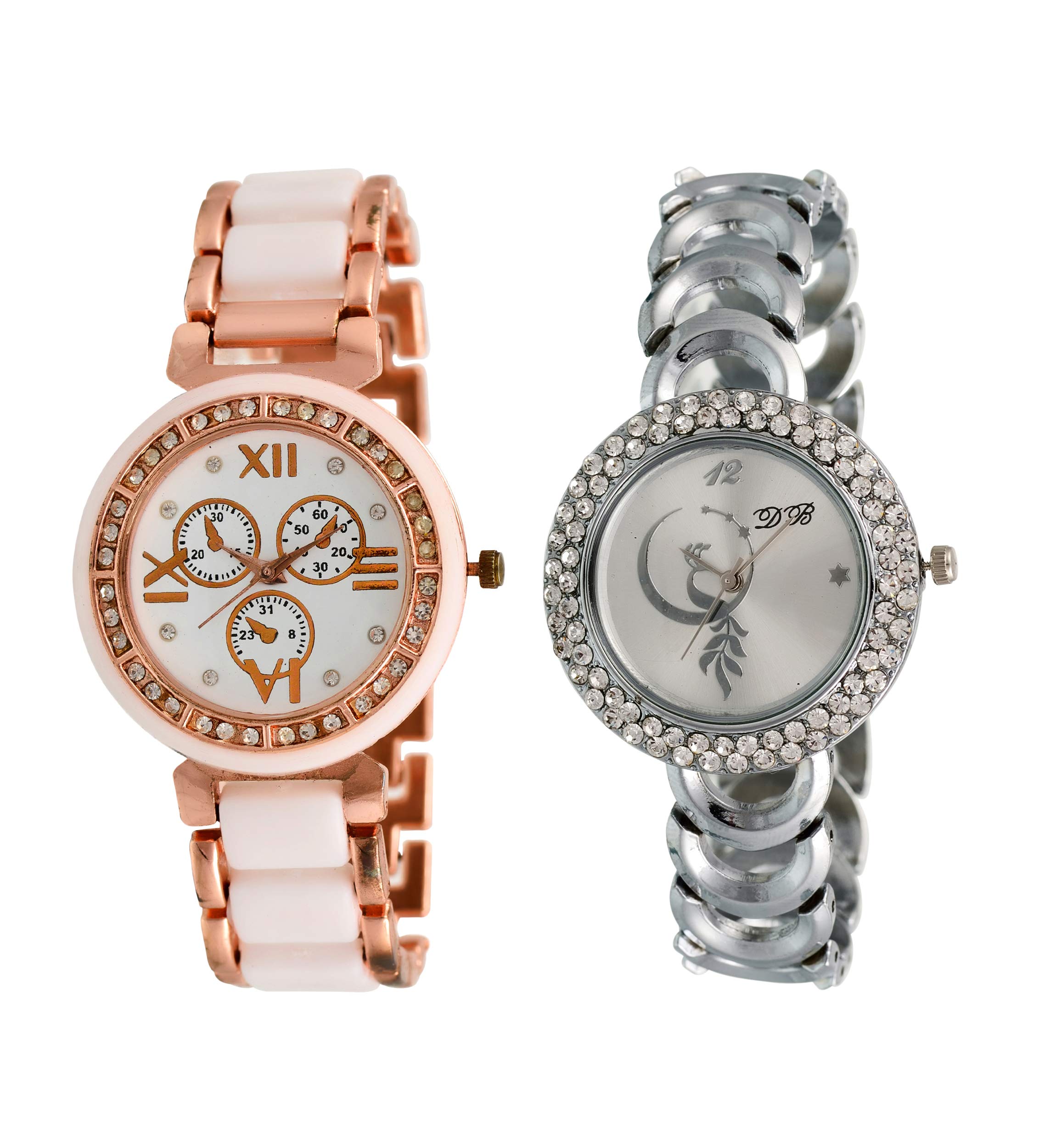 HORCHIS Combo White and Silver Round Girls Metal Bracelet Watch for Girls & Womens (B08BG283PZ) Amazon Price History, Amazon Price Tracker