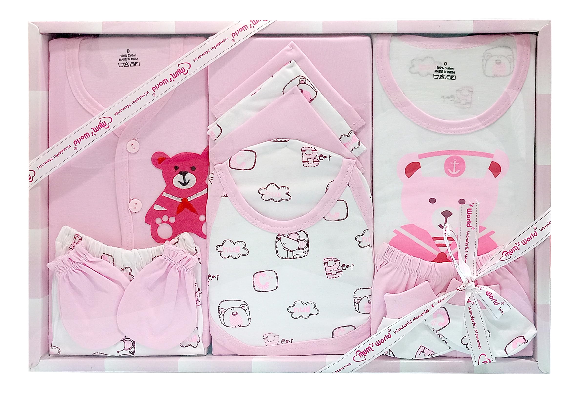 MOM CARE Newborn Gift Set Has All Born Baby Items for Both Newly Born Baby Boy or Girl for or Girls Unisex 12pcs Set Pink