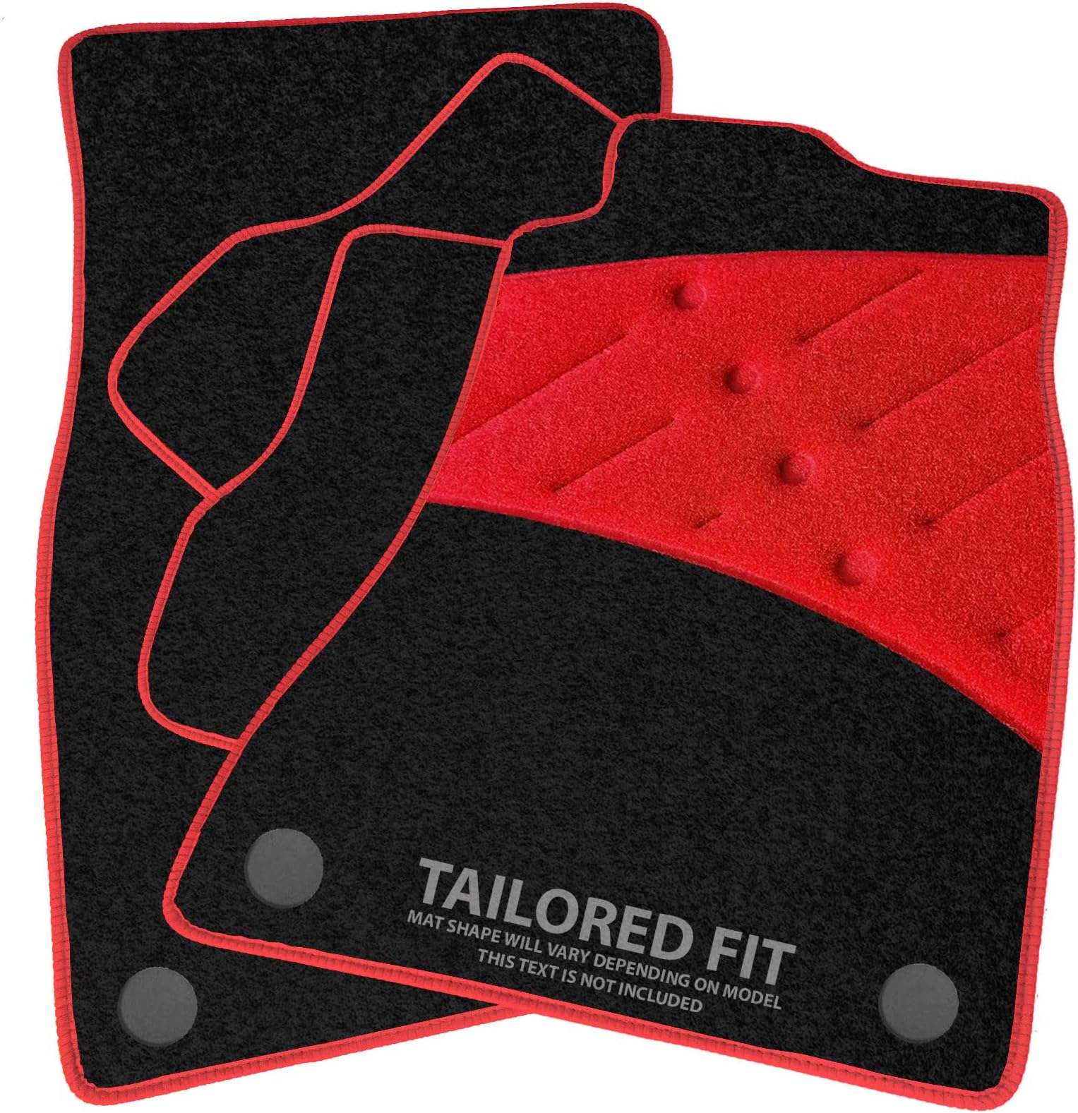 Car Mats to fit Kia Picanto (3rd Gen) (2017 -) Black Carpet - Red Ribbed Trim & Red Full Width Heel Pad [2215]