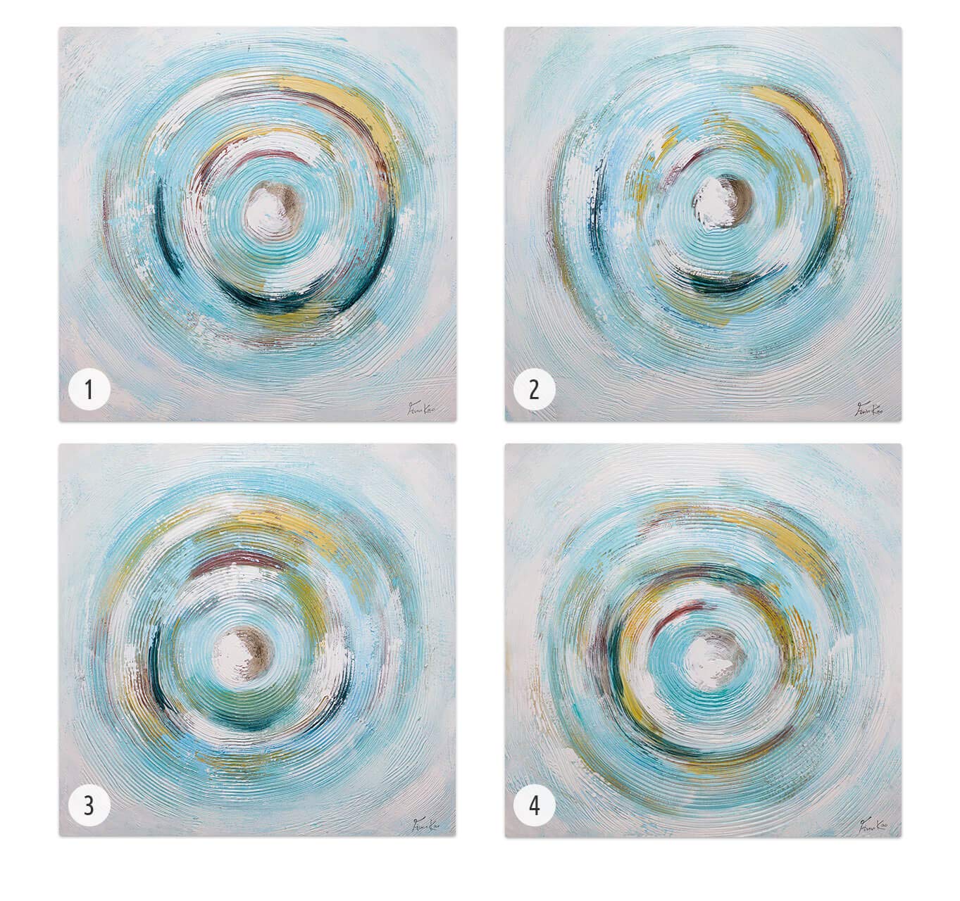 KunstLoft Leinwandbild 80x80cm Abstrakt Blau Weiß Handgemalt Gemälde