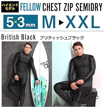 FELLOW　ウェットスーツ　セミドライフルスーツ　5×3 ML ハイエンド FELLOW セミドライ ウェットスーツ メンズ 5×3mm ロングチェスト
