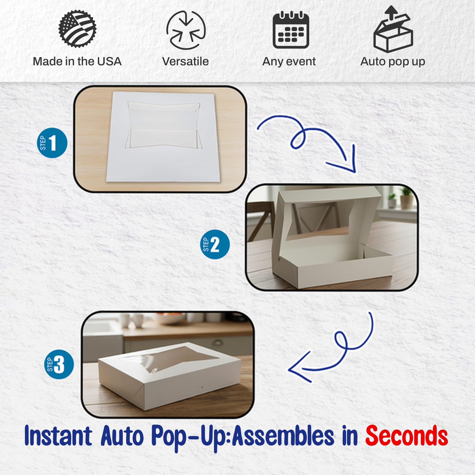MT Products - Scatola per ciambelle, in cartone bianco, 30,5 cm x 20,3 cm x 5,7 cm, con finestra, confezione da 25 pezzi