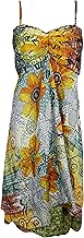 Mogul Interior Womens Floral Printed Dress, Handmade Multicolor Dress, Holiday Summer Fashion S/M