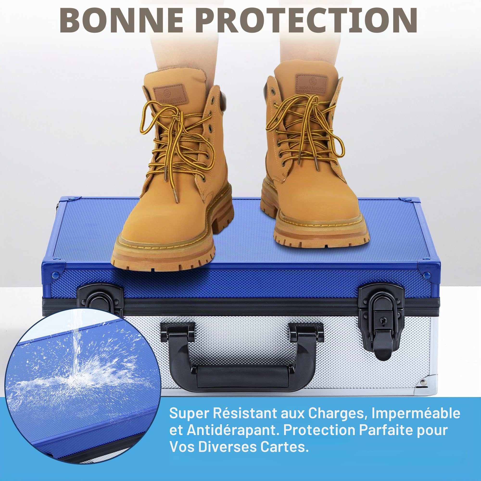 TCGUARD Toploader Boîte de Rangement pour Cartes 3" x 4" 35PT - Étanche, Antidérapante, avec Séparateurs - pour Cartes à Collectionner et Cartes de Sport - Bleue (Plus de 600 Chargeurs par Le Haut)